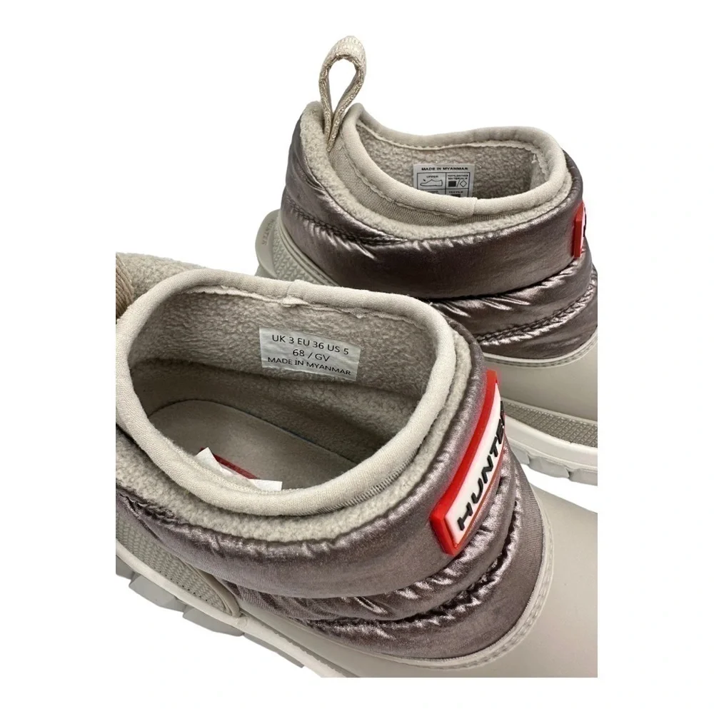 Hunter Women's Insulated Metallic Snow Boots - Silver/Grey